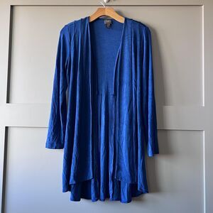 Travelers By Chico's Women 0 Small Blue Long Open Front‎ Cardigan Duster Slinky